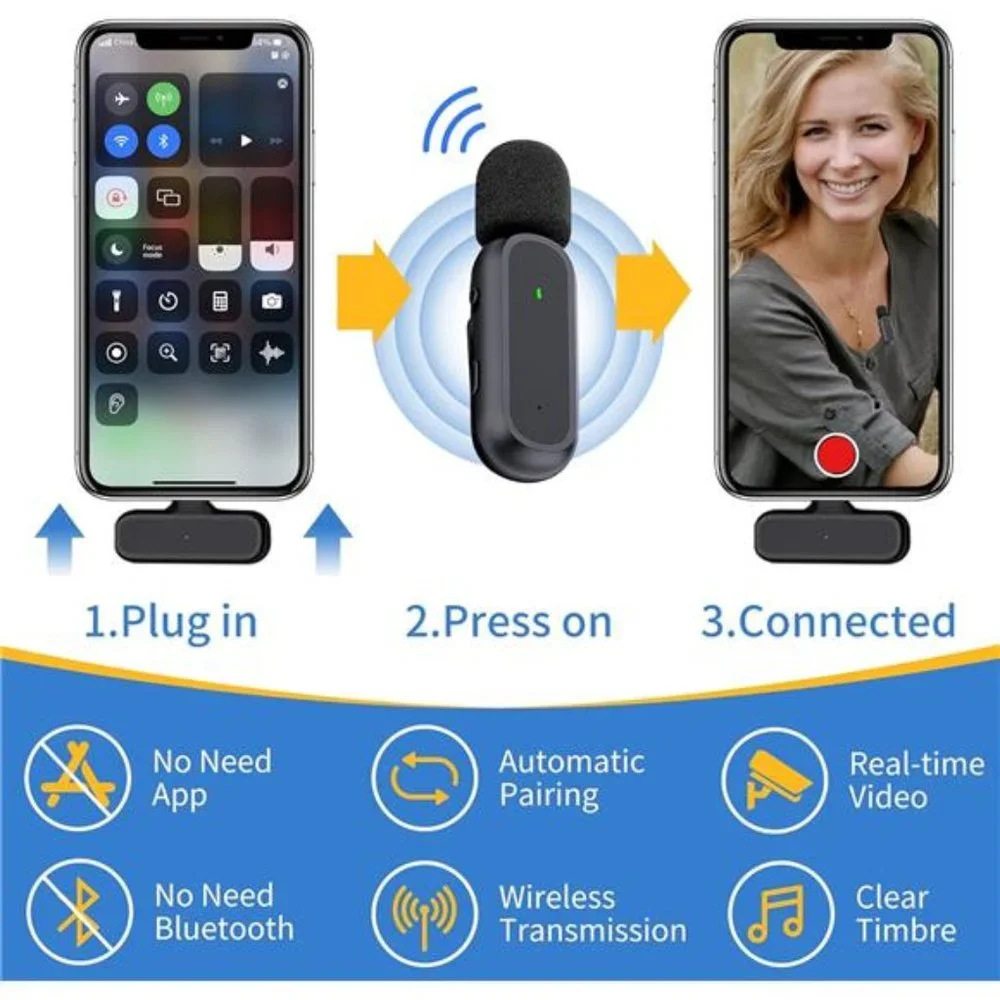 2 Pack Professional Wireless Lavalier Microphone with Adapter, Clip on Lapel Mic